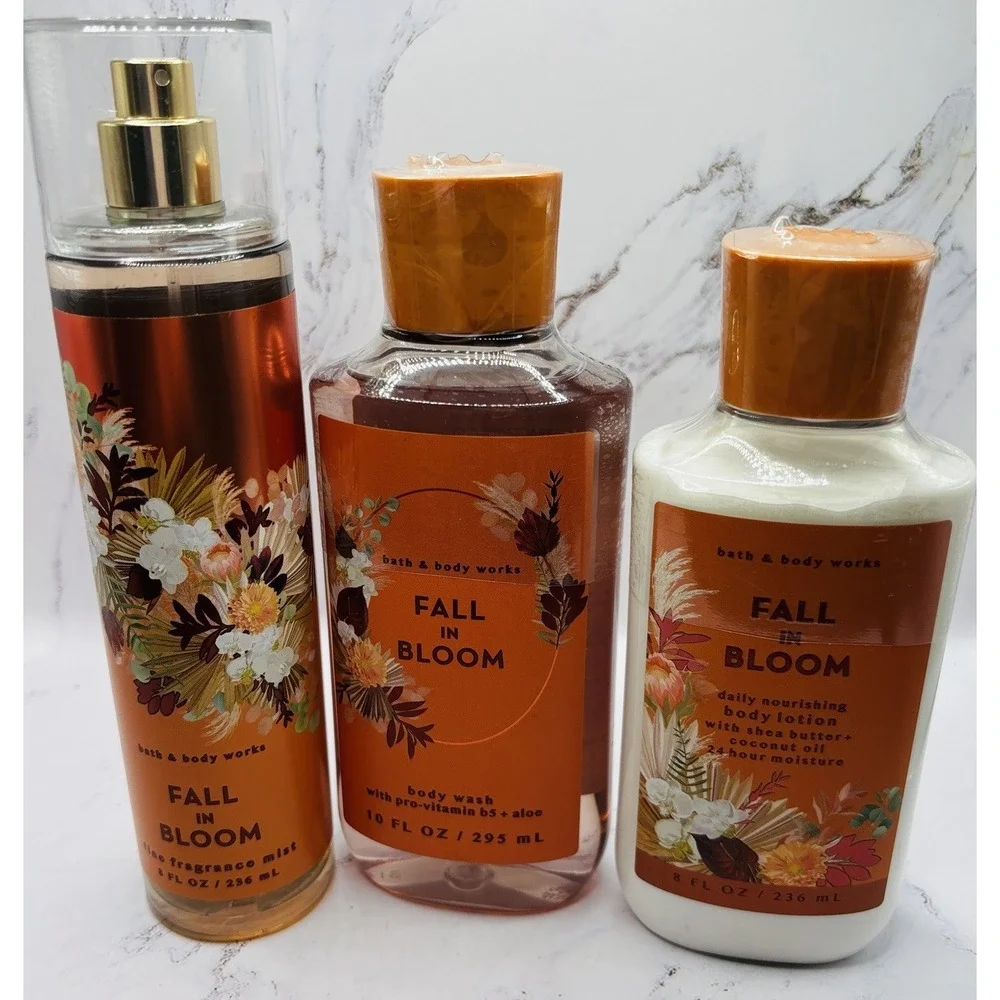 Bath & Body Works Fall In Bloom Fragrance Mist Body Wash Lotion 3pc Set